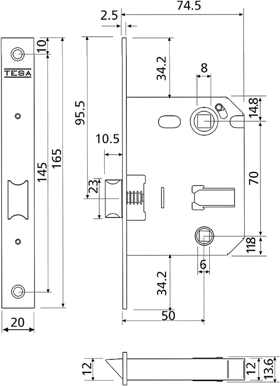 TESA 134U5RAI Κλειδαριά WC ξύλινης 50mm | Νίκελ - 2