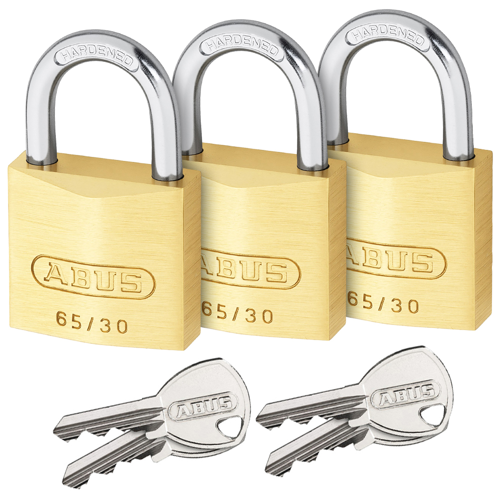ABUS 65/30 Triples Λουκέτο ίδιο κλειδί ΣΕΤ 3 τεμάχια - 