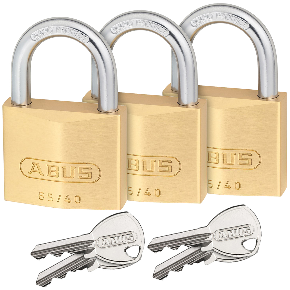 ABUS 65/40 Triples Λουκέτο ίδιο κλειδί ΣΕΤ 3 τεμάχια - 