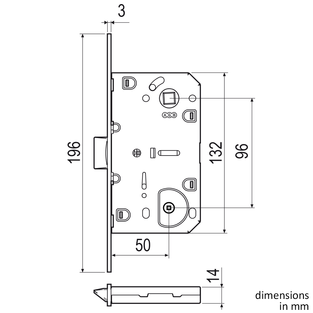 AGB Mediana Evolution B011025006 Οβάλ Κλειδαριά WC ξύλινης 50mm | Νίκελ - 2
