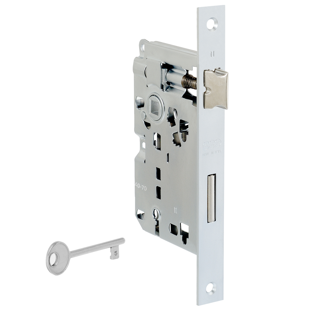 AGB Piccola B005724006 Τετράγωνη Κλειδαριά μεσόπορτας ξύλινης 40mm | Νίκελ - 1