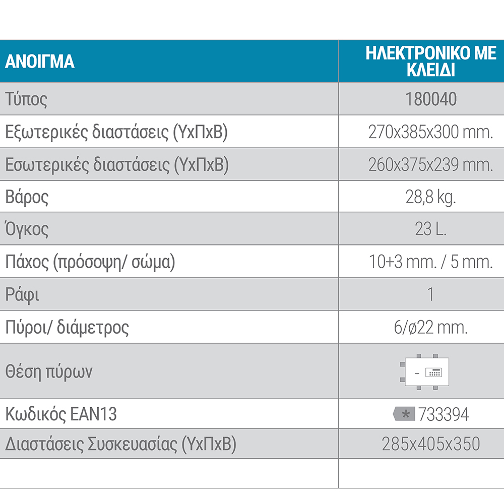 ARREGUI PLUS-C 180040 Χρηματοκιβώτιο 2 χρηστών με ηλεκτρονικό κωδικό & κλειδί - 4