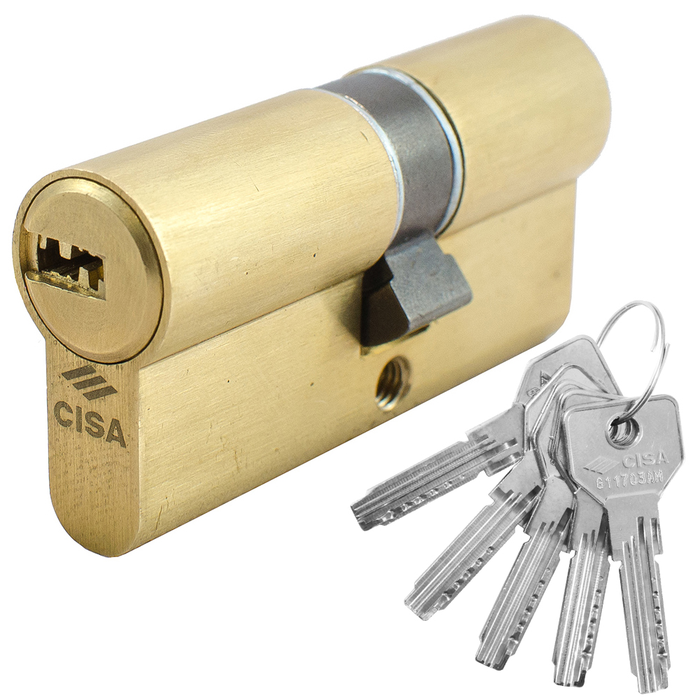 Cylinder Euro Profile 6 pin - Flat Key - CISA ASIX 0E300 | Nickel & Brass  - 1