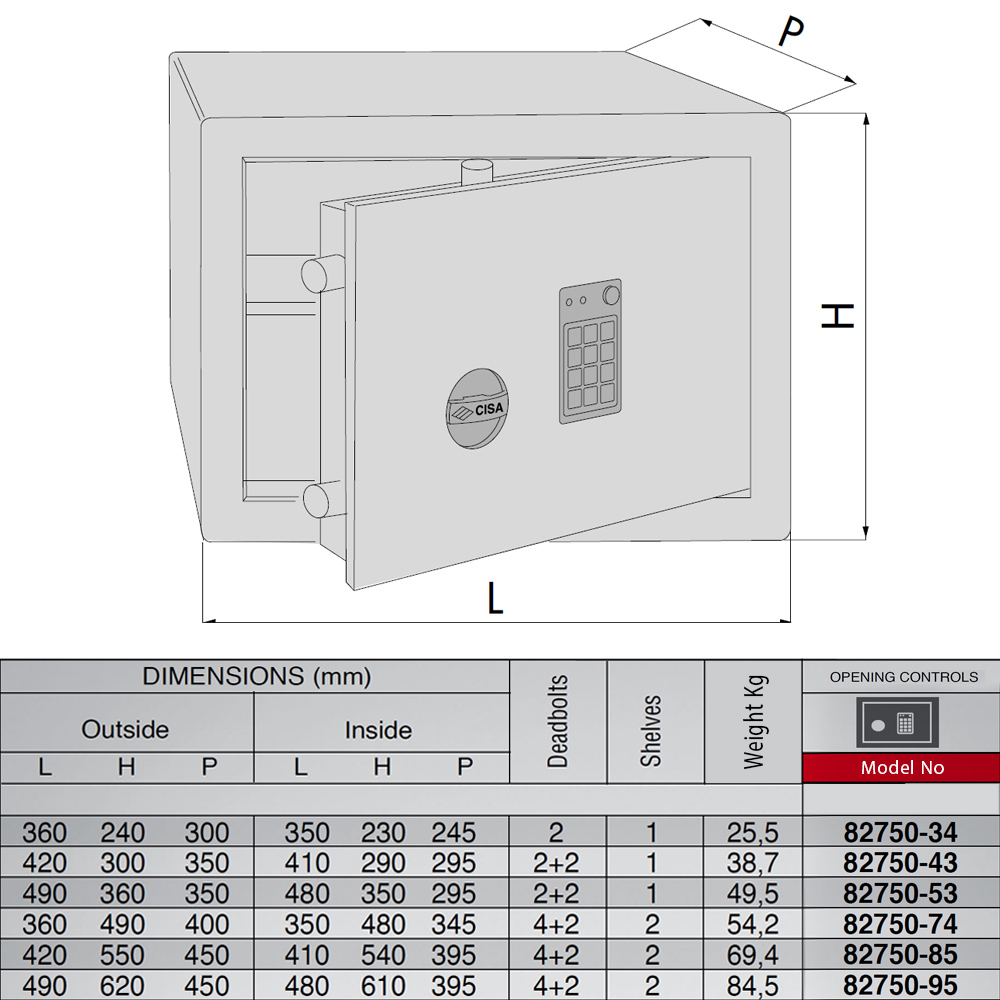 CISA 82750-34 Vision Χρηματοκιβώτιο με ηλεκτρονικό κωδικό βαρέως τύπου - 2