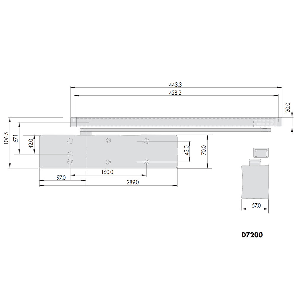 CISA D7200-04  Σούστα επαναφοράς Εύκολου ανοίγματος με συρόμενο μπράτσο Βαρέως τύπου | 2 Χρώματα - 4