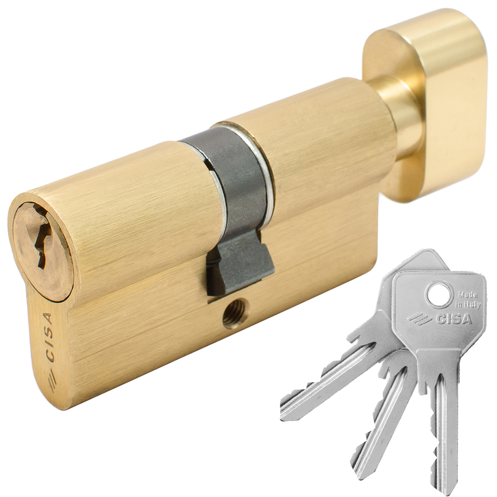 CISA 0G302 Κύλινδρος με πόμολο 30-30mm Χρυσός | 3 Τύποι Πόμολου - Πόμολο 06355 brass