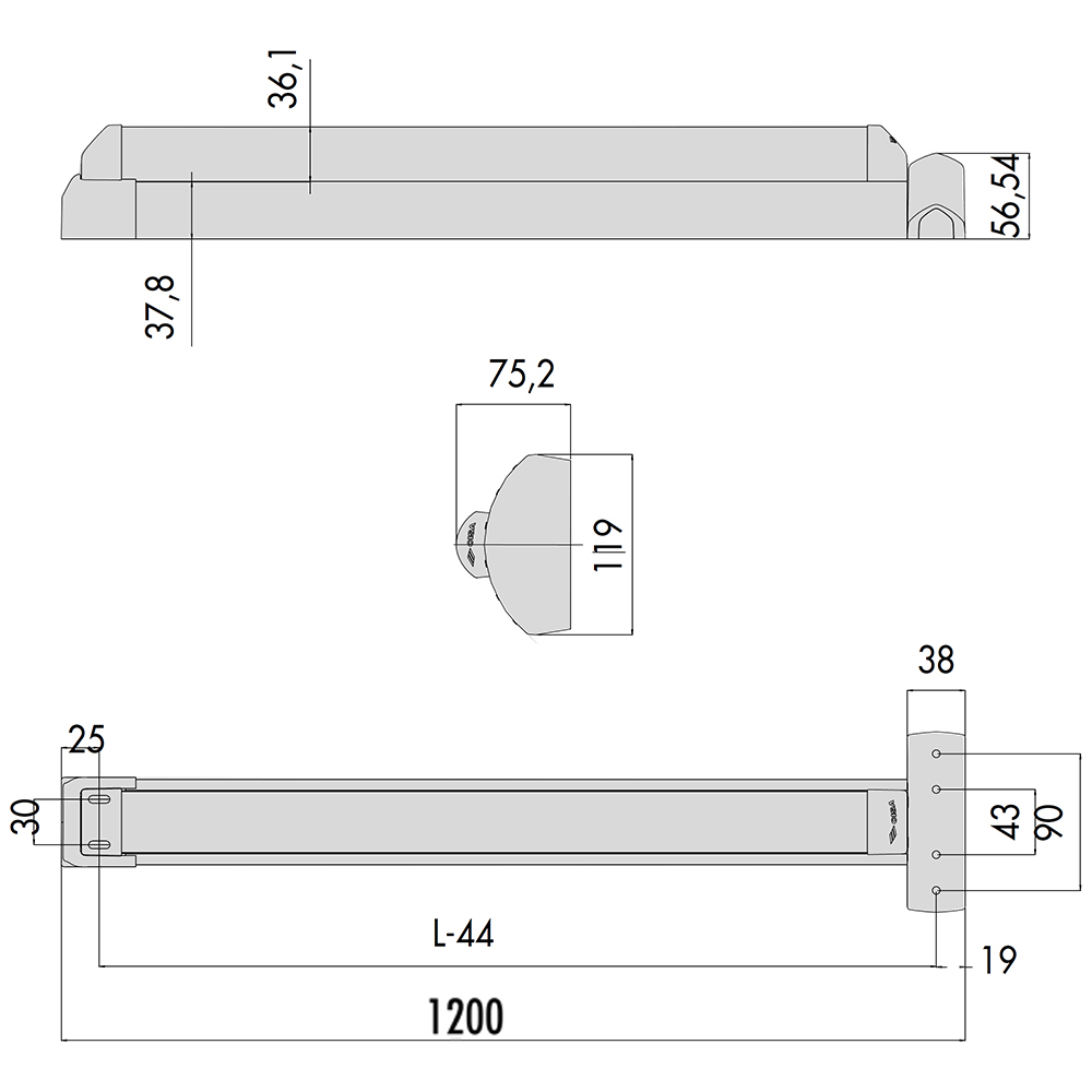 CISA 59711-00 Fast Touch Μπάρα πανικού εξωτερική για μονόφυλλη πόρτα - 2