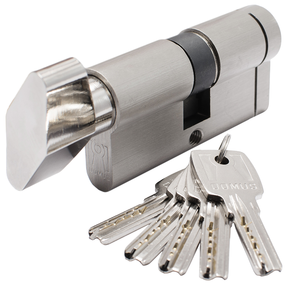 Cylinder Euro Profile Thumbturn - Flat Key - Anti-Snap Cut DOMUS ECON 30-53mm | Nickel - 