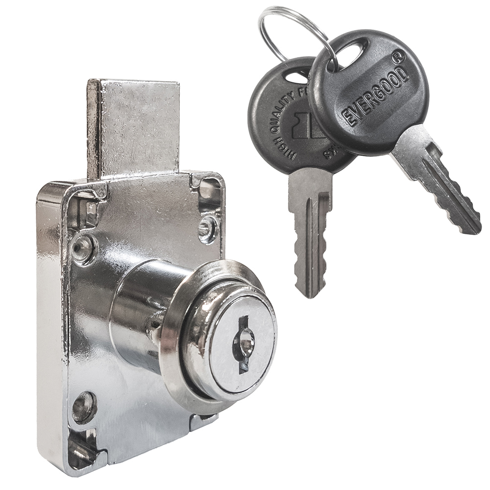 Drawer lock EVERGOOD 139 series two turns & long latch | 2 sizes - 22mm