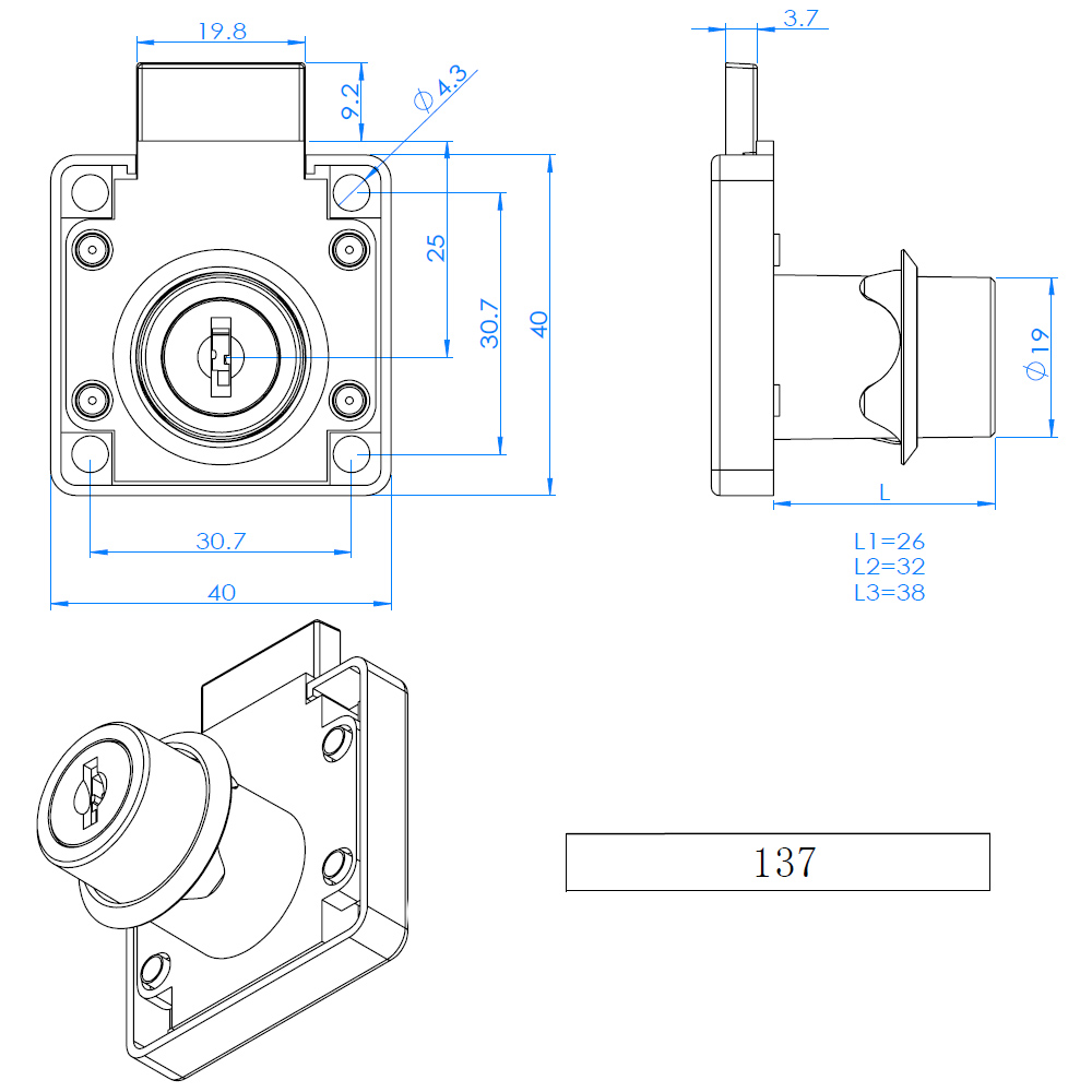 Drawer lock EVERGOOD 137 series - 3