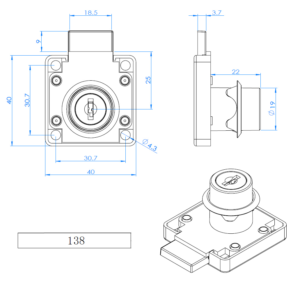 Drawer lock EVERGOOD 138 series - 3