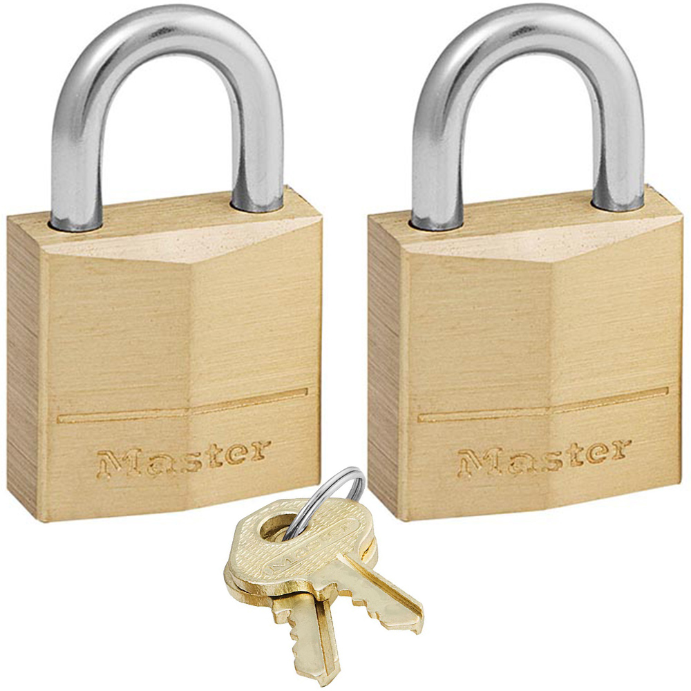 Solid Brass Body Padlock Keyed Alike MASTER LOCK 120EURT 2 Pack - 1