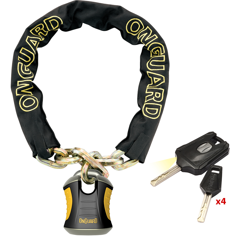 Αλυσίδα Ατσάλινη ONGUARD Beast 8018 1,8m με Λουκέτο μοτοποδηλάτων - 