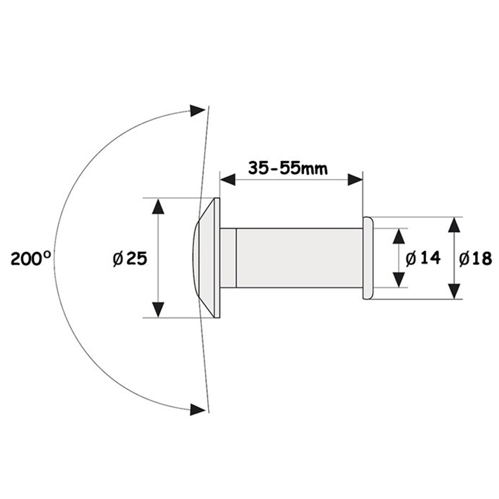 Ματάκια για όλες τις πόρτες PEDRET EVL 35 - 55mm | 2 χρώματα - 2