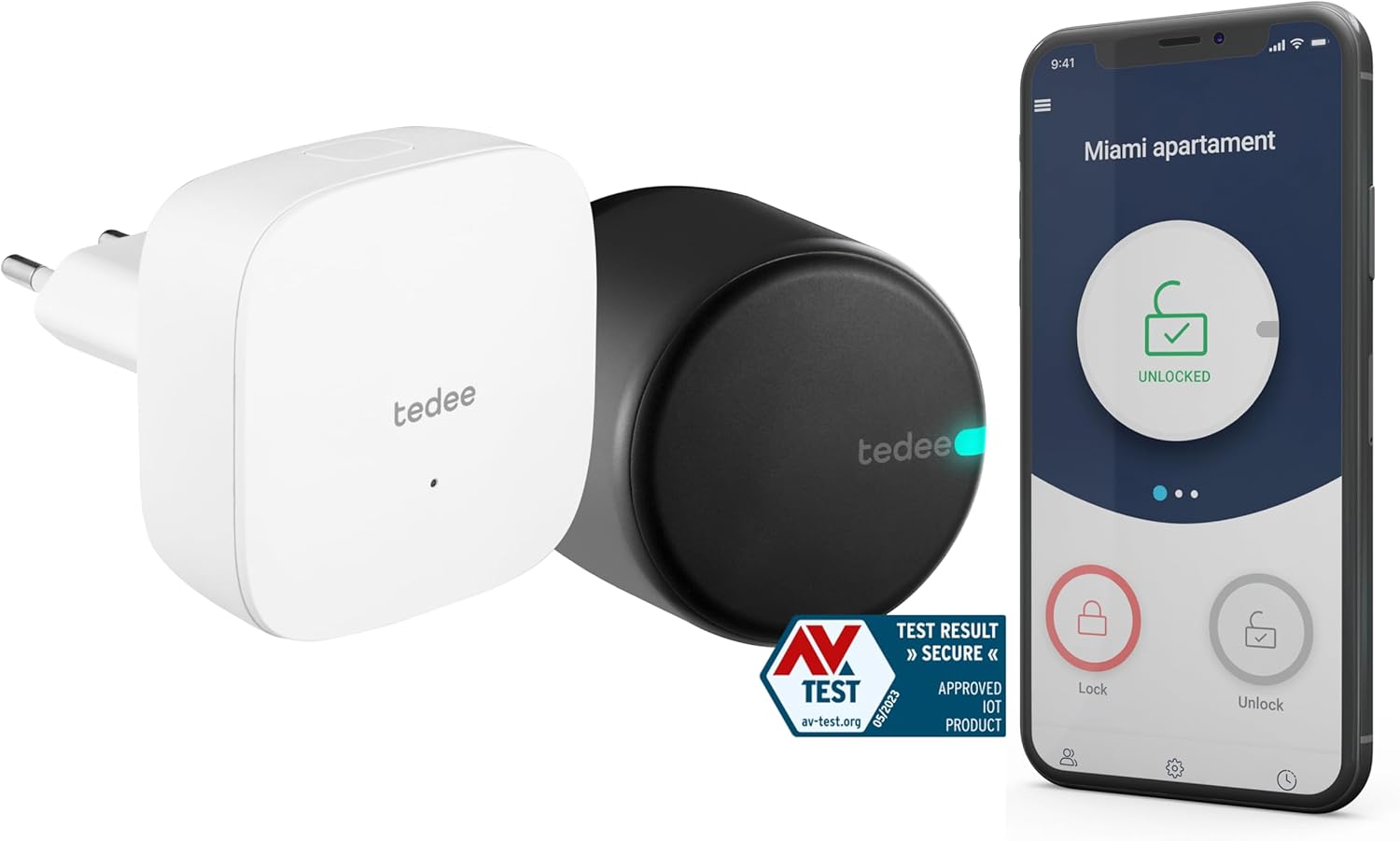 Έξυπνη κλειδαριά Tedee Go 2 + Bridge WI-FI άνοιγμα με κινητό ιδανικό για Airbnb| Μαύρη - 