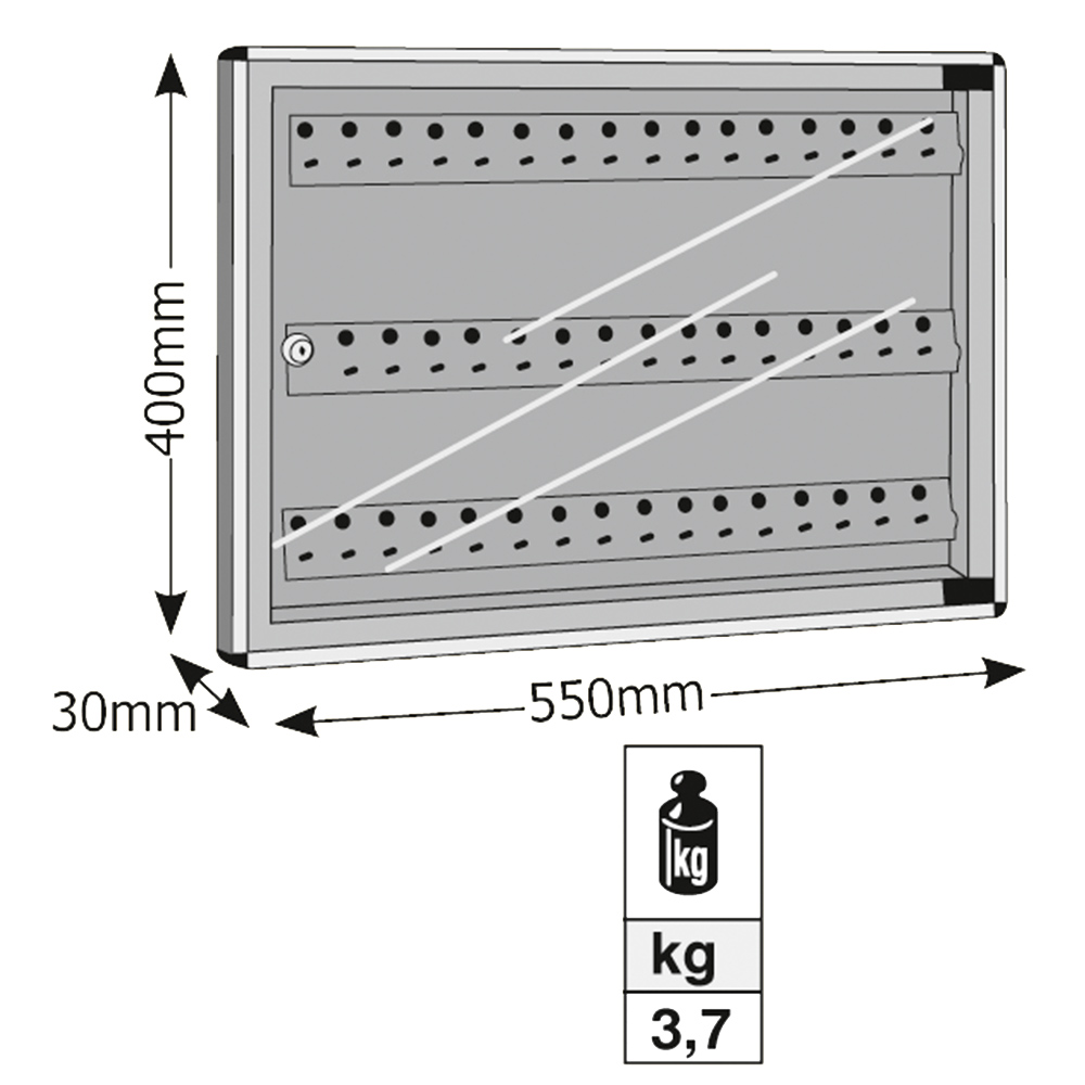 Key Cabinet with glass window - 48 keys Viometal 1548 | 2 colours - 2