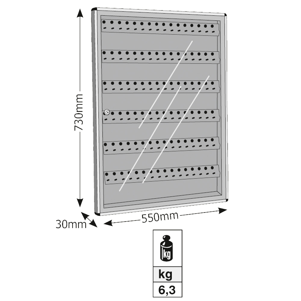 Key Cabinet with glass window - 96 keys Viometal 1596 | 2 colours - 2