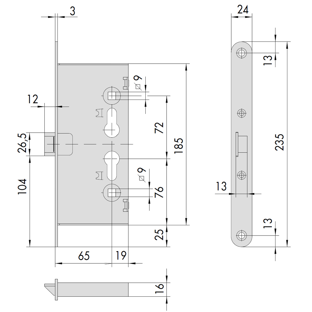 CISA 43110.65 Door Lock for Fast Panic exit devices & fire safety with cylinder hole - 2