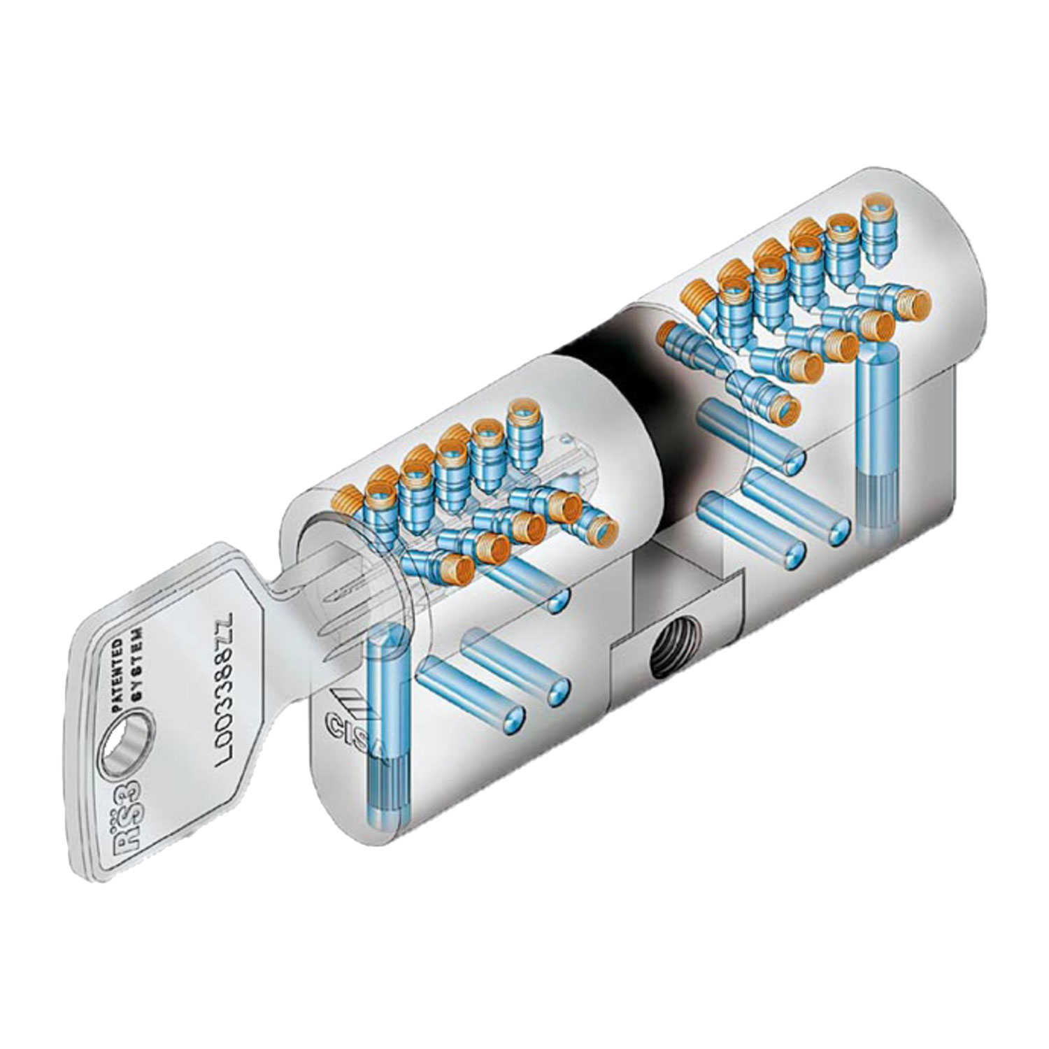 CISA RS3 S 0L3S1 Maximum Security Cylinder Euro Profile - Reversible Patent Flat Key - Controlled Duplication & Anti-Snap Steel Βars - 4
