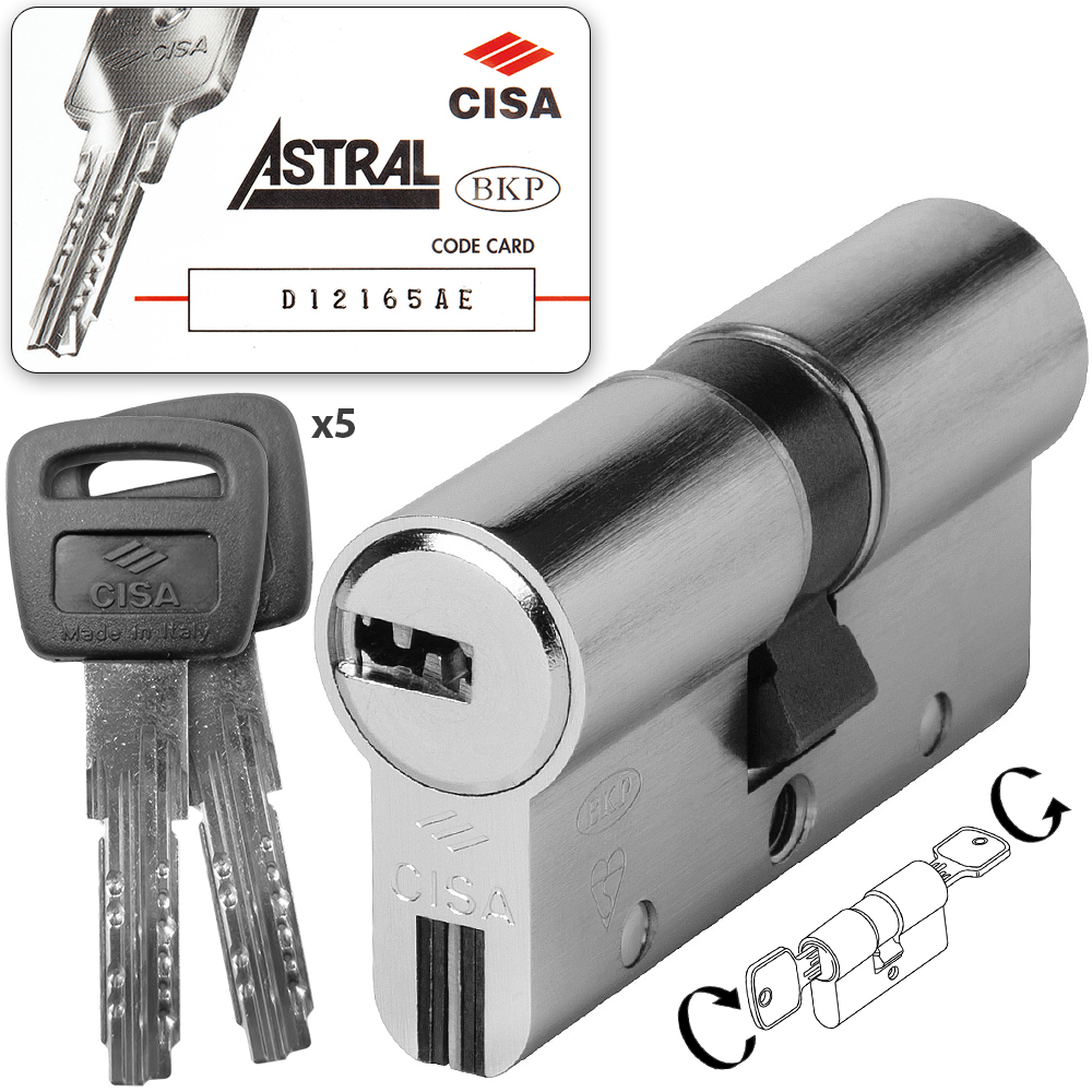 CISA ASTRAL S 0A3S1 Κύλινδρος διπλής ενεργείας υψηλής ασφάλειας νίκελ | 30-50mm - 