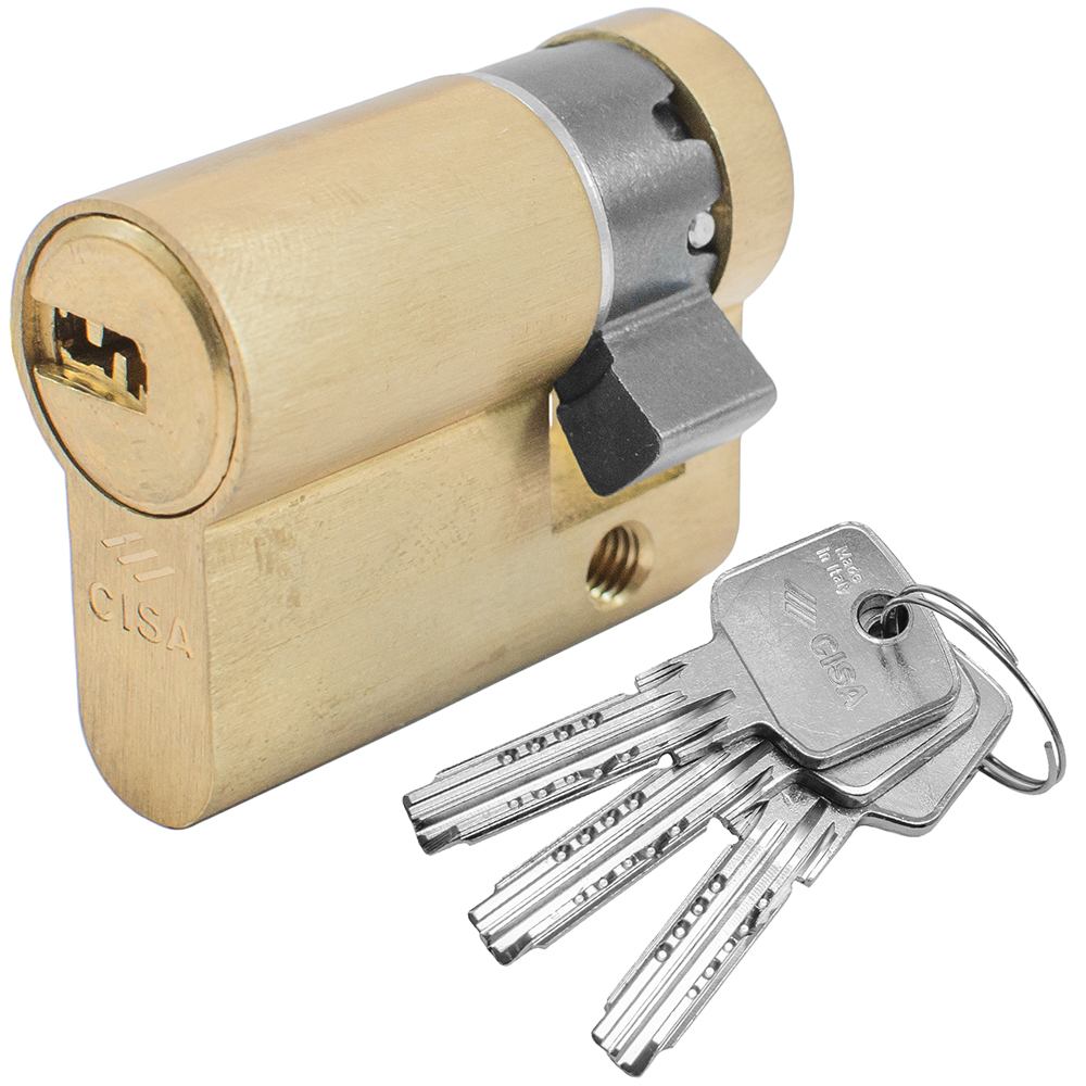 CISA ASTRAL 0A314 Cylinder Half Euro Profile 10 pin - Flat Key - for glass door 30-10mm | Brass - 