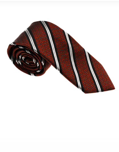 Γραβάτα Brera Jacquard Silk & Cotton Καφέ Rust Ριγέ - 