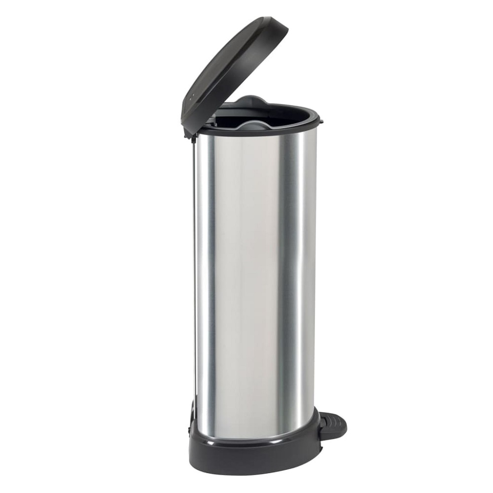 Κάδος Απορριμάτων 40Lt Ασημί D-Shape 30,9x34,9xH69,7cm BLK582 Curver 21.81125 - 3