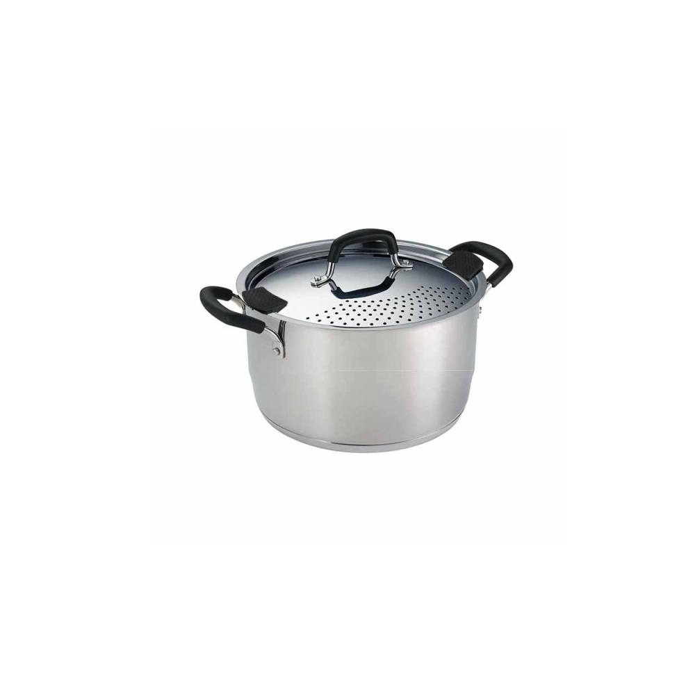 Χύτρα Inox με Καπάκι Σουρωτήρι 5.3lt Νο24 24x13.8cm Ανοξείδωτη Home Style 0241024 - 