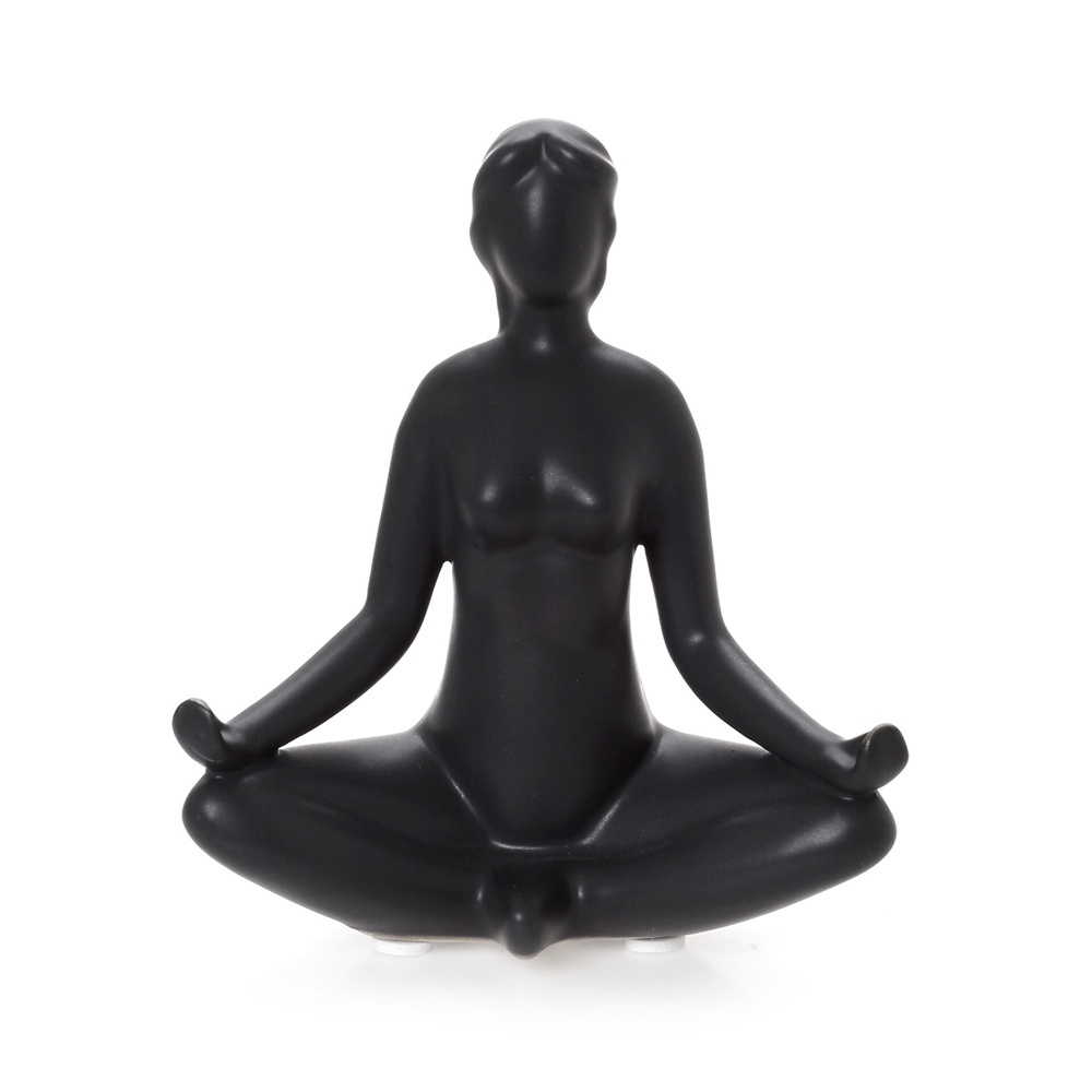 Διακοσμητική Φιγούρα Κεραμική Yoga Lotus Γυναίκα Μαύρη 13cm HFA Mignon 5483053 - 