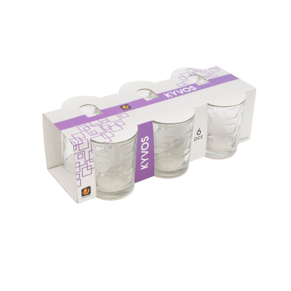 Ποτήρι Wine Γυάλινο Διάφανο 155ml Ø6,5xH7,9cm Σετ 6 τμχ Kyvos Uniglass 54050 - 2