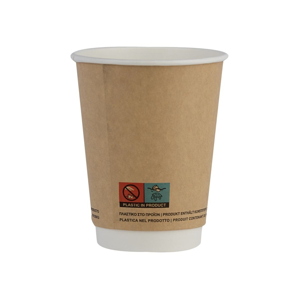 Ποτήρι Χάρτινο Διπλού Τοιχώματος Kraft Λευκό Εσωτερικό 8oz Tani Q530009K - 