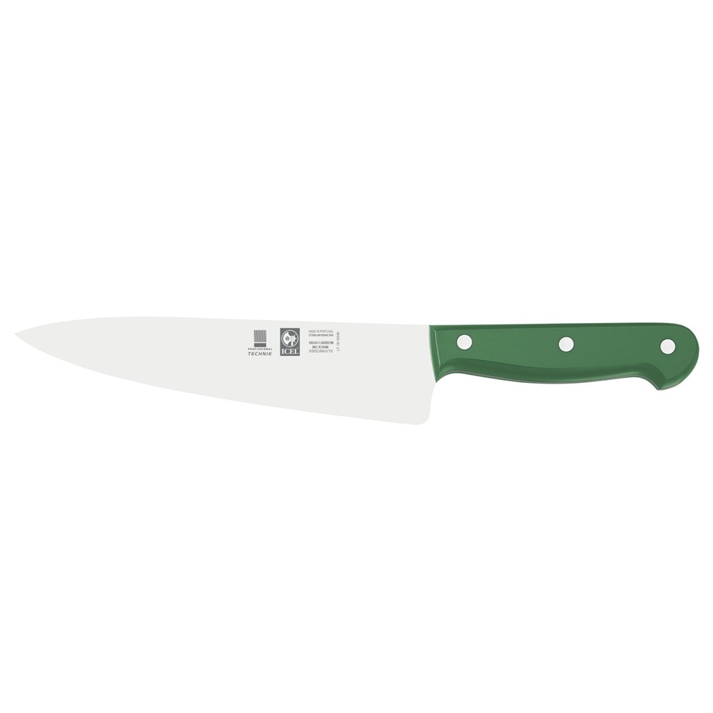 Μαχαίρι Σεφ Ανοξείδωτο X50CrMoV15 20cm Με Πράσινη Λαβή POM Icel Technik 27500.8610000.200 - 