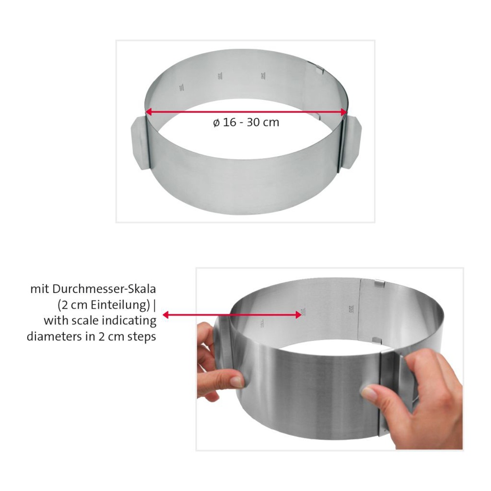Τσέρκι Ζαχαροπλαστικής Ρυθμιζόμενο Inox Classic Ø16–30cm Ύψος 8.5cm Westmark 31312260 - 5