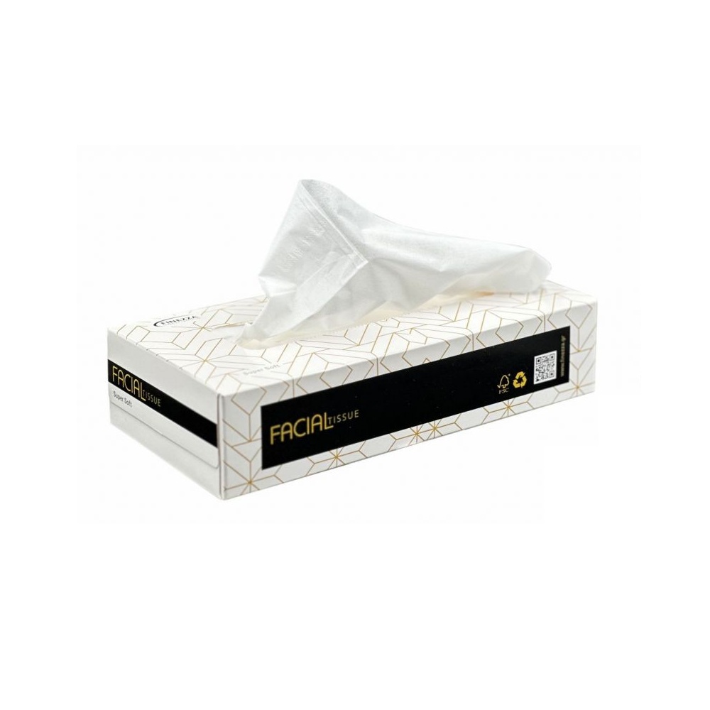 Χαρτομάντηλα Προσώπου Λευκά 2 Φύλλων Μακρόστενα 100τμχ Πακέτα Facial Tissue Finezza ΡΟ-ΧΑ-06 - 