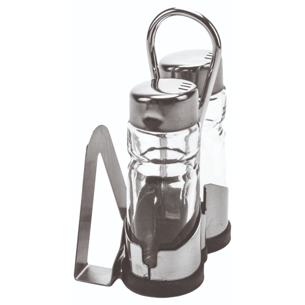 Σετ Αλατοπίπερο με Πετσετοθήκη Inox και Γυαλί 8x5.5x12.5cm GTSA 21-3039