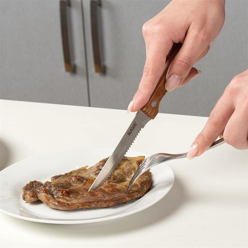 Μαχαίρι Steak Ανοξείδωτο 21,5cm Με Ξύλινη Λαβή Σετ 2 τμχ Terrestrial Nava 10-058-047 - 2