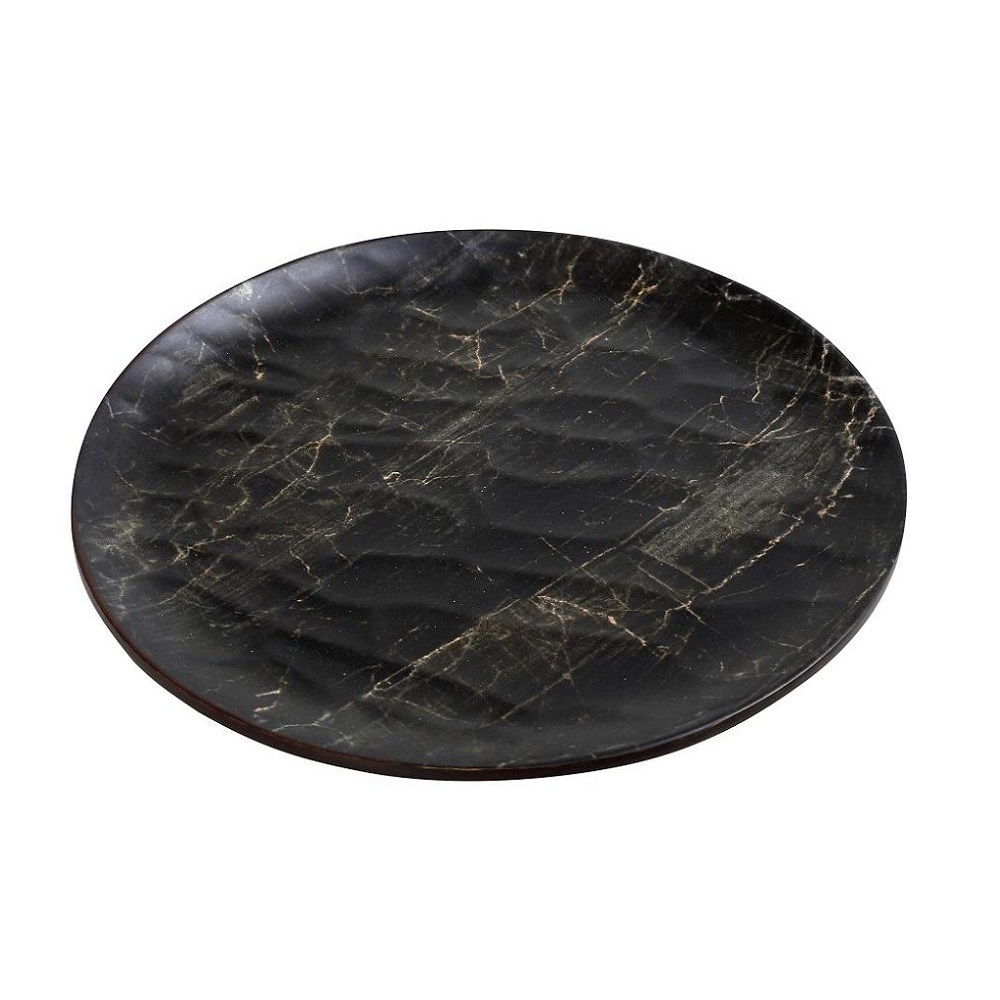Πιάτο Ρηχό Μελαμίνης Στρογγυλό Ø28xH1,2cm Hybrid Black Wood Tria HWM746K36 - 