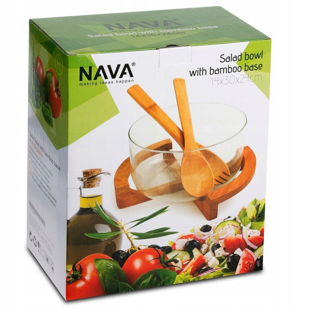 Σαλατιέρα Γυάλινη 4,2Lt Φ24xH14cm Με Bamboo Βάση & 2 Κουτάλες Terrestrial Nava 10-107-013 - 5