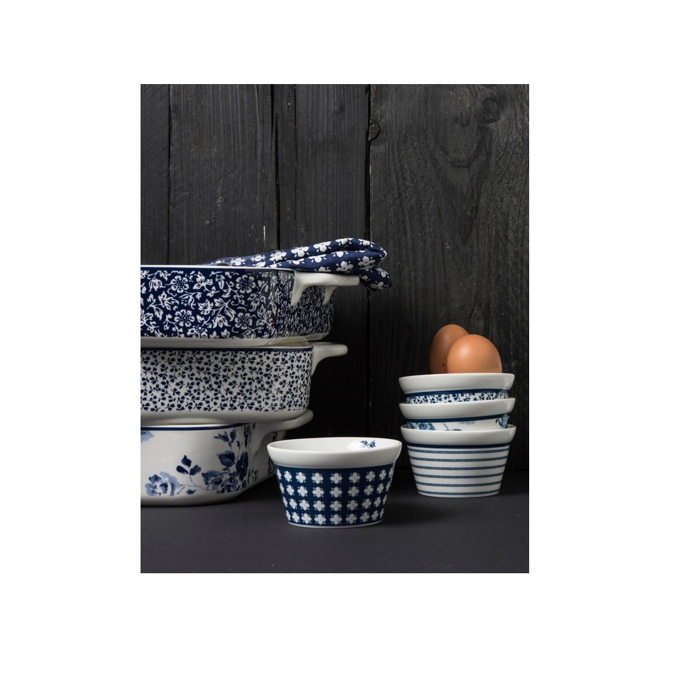 Μπολ Ramekin Πορσελάνης Λευκό-Μπλε Φ9cm 240ml Humble Daisy Blueprint Laura Ashley LA179360 - 2