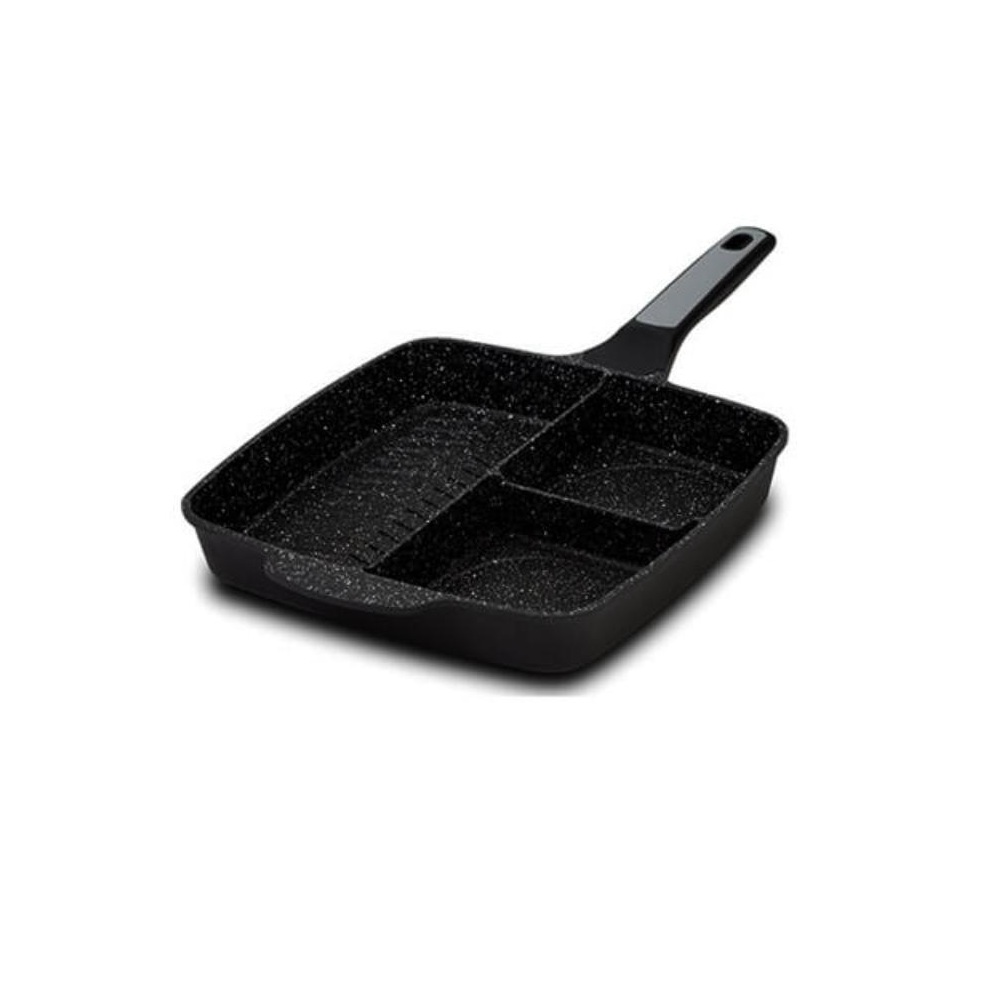 Γκριλιέρα Αλουμινίου 3 σε 1 Με Χωρίσματα Αντικολλητική Granite 28x28cm NAVA 10-197-001 - 