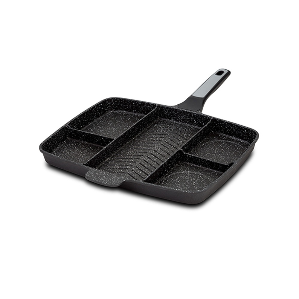 Γκριλιέρα Αλουμινίου Με Χωρίσματα Αντικολλητική Stone 38x31cm Funtzio NAVA 10-197-002 - 