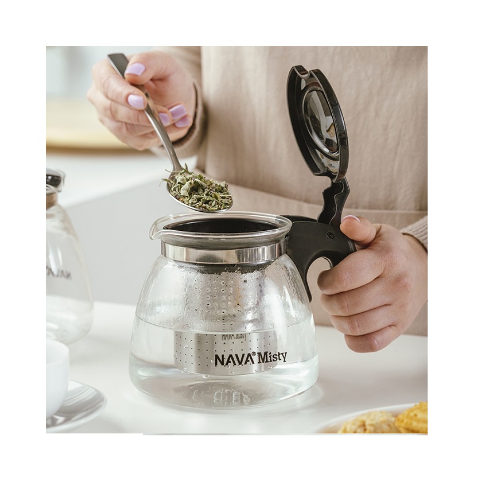 Τσαγιέρα Γυάλινη 1100ml Με Ανοξείδωτο Φίλτρο Misty Nava 10-224-011 - 2