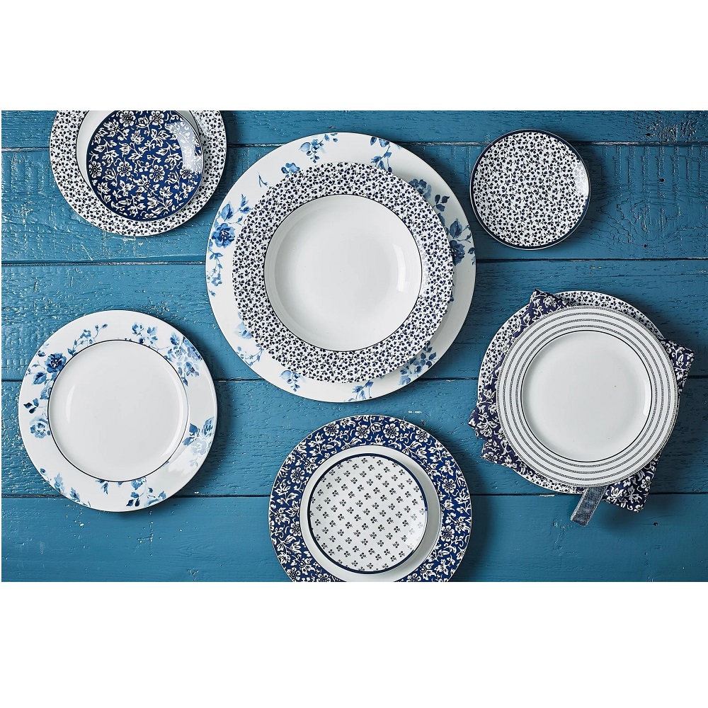 Πιάτο Ρηχό Πορσελάνης Στρογγυλό Φ26cm Άσπρο-Μπλε Sweet Alyssum Blueprint Laura Ashley LA178264 - 5