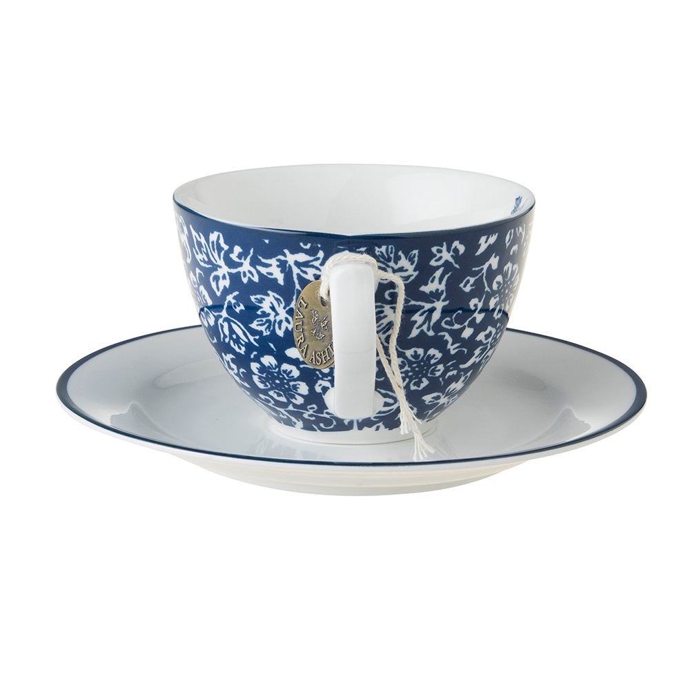 Φλιτζάνι Cappuccino 260ml Με Πιατάκι Φ16cm Πορσελάνης Λευκό – Μπλε Sweet Alyssum Blueprint Laura Ashley LA178675 - 4