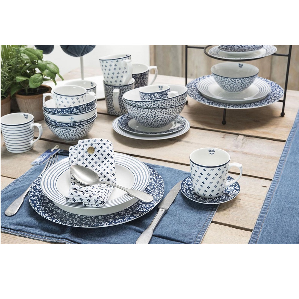 Φλιτζάνι Cappuccino 260ml Με Πιατάκι Φ16cm Πορσελάνης Λευκό – Μπλε Sweet Alyssum Blueprint Laura Ashley LA178675 - 5