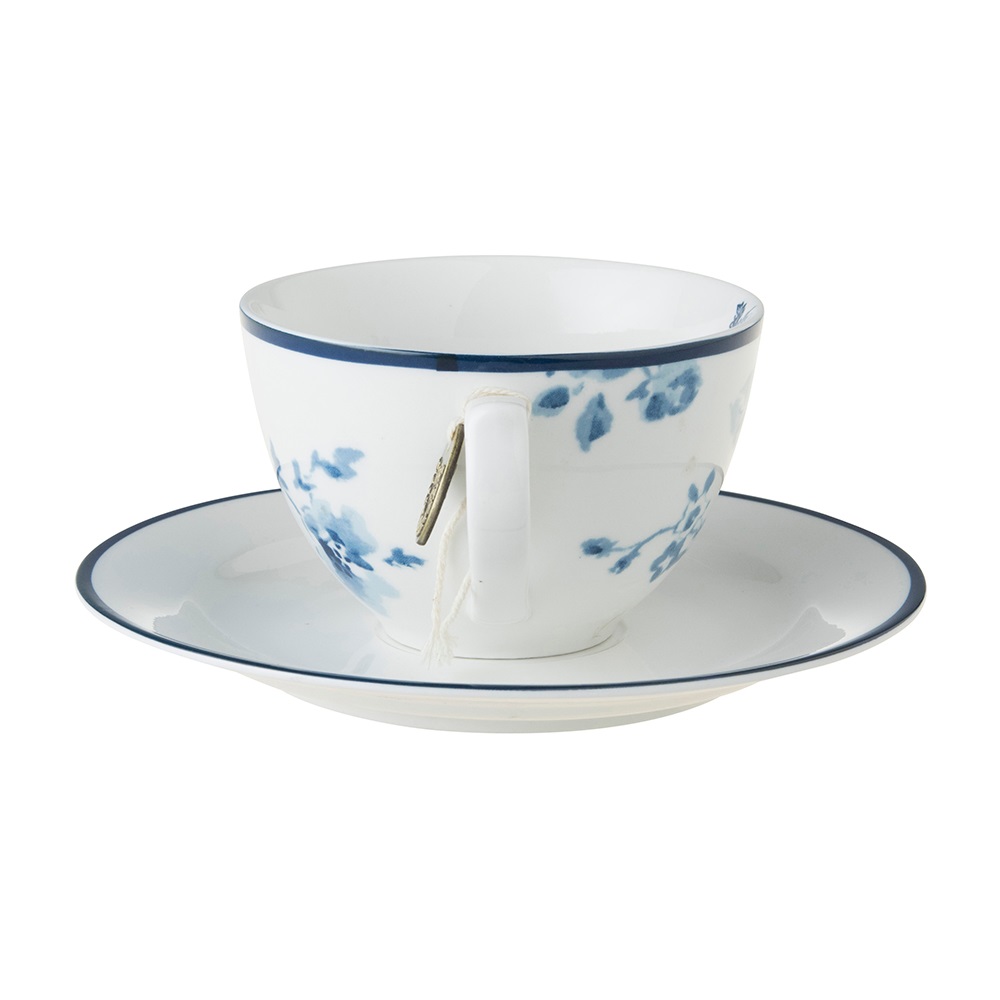 Φλιτζάνι Cappuccino 260ml Με Πιατάκι Φ16cm Πορσελάνης Λευκό – Μπλε China Rose Blueprint Laura Ashley LA178678 - 3