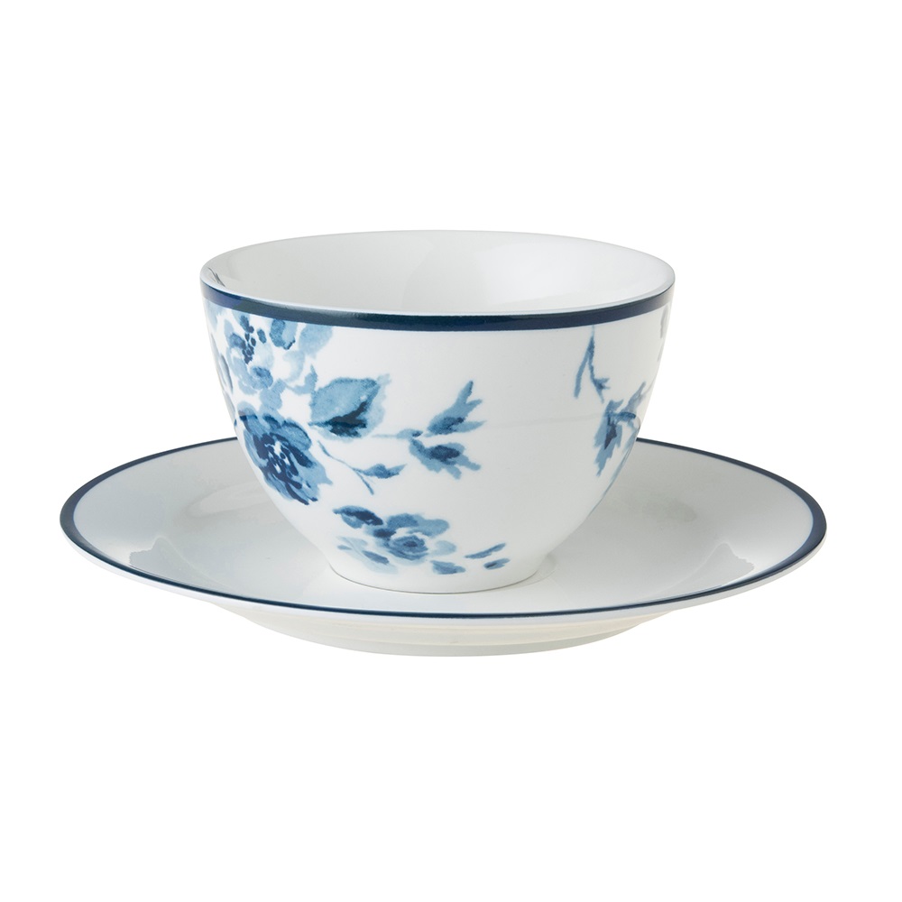 Φλιτζάνι Cappuccino 260ml Με Πιατάκι Φ16cm Πορσελάνης Λευκό – Μπλε China Rose Blueprint Laura Ashley LA178678 - 4