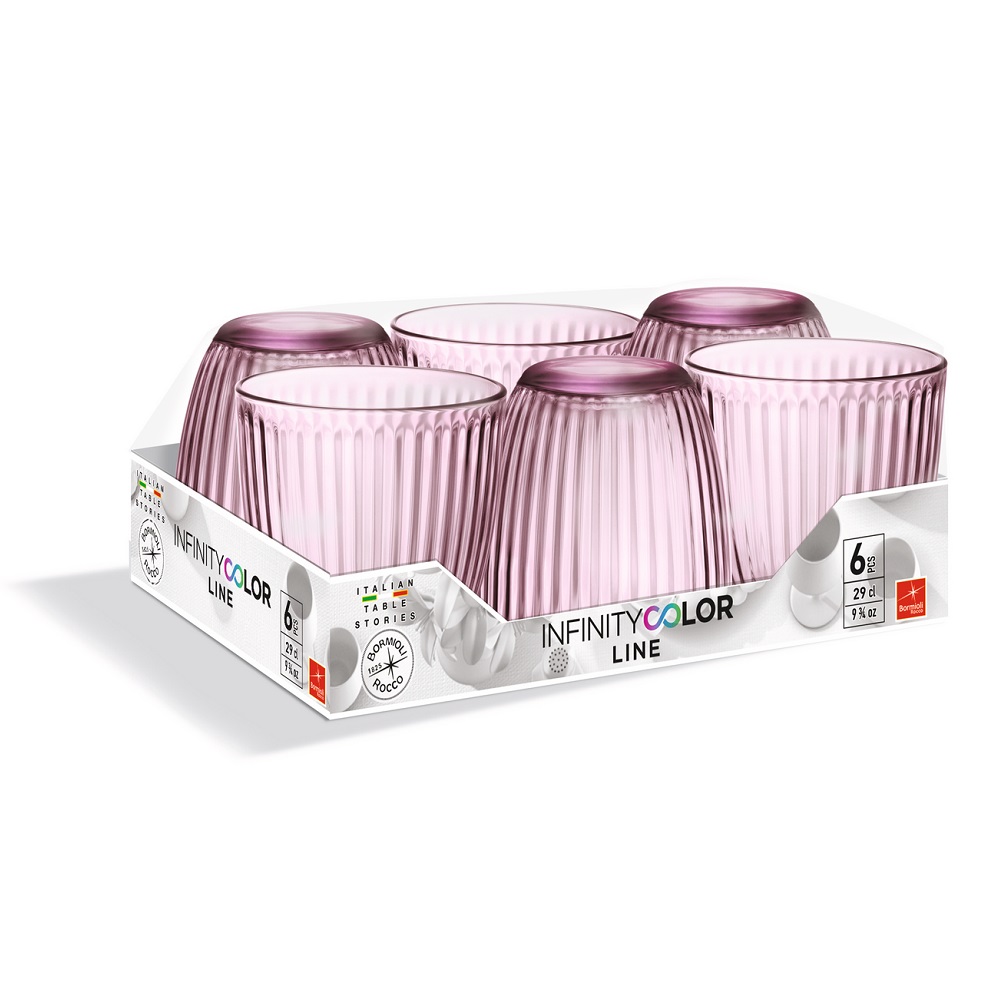 Ποτήρι Γυάλινο Water 290ml Ø8,5xH8,5cm Σετ 6 τμχ Line Lilac Rose Bormioli Rocco 00.10203 - 3