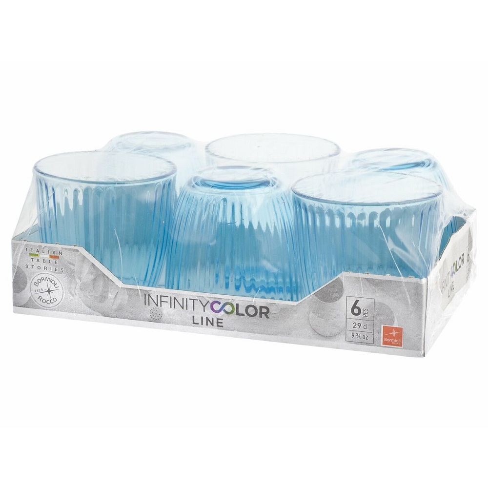Ποτήρι Γυάλινο Water 290ml Ø8,5xH8,5cm Σετ 6 τμχ Line Lively Blue Bormioli Rocco 00.10204 - 3