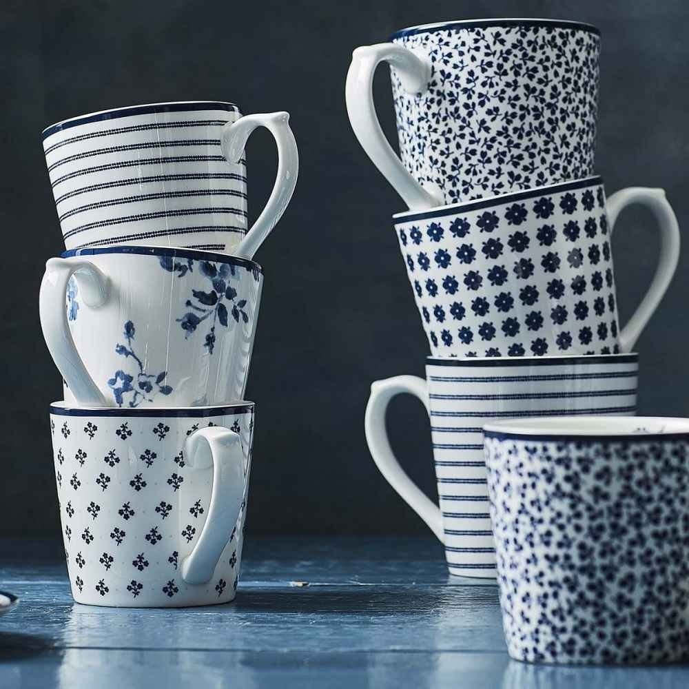 Κούπα Πορσελάνης 320ml 12x8,8xH8,9cm Λευκή – Μπλε Humple Daisy Blueprint Laura Ashley LA178237 - 5